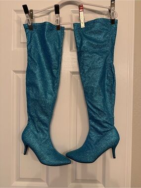 Perphy Sparkle Teal Knee-High Women's Boots